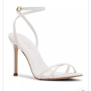 Steve Madden Size 5.5 JYPSEY White Leather Strappy Stiletto Sandals